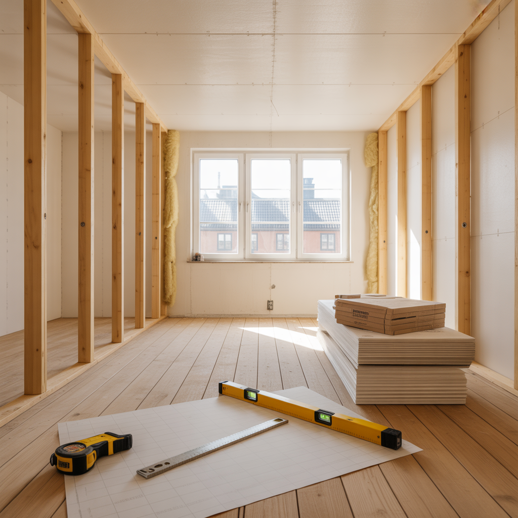 bygga innervagg med regelstomme steg for steg guide