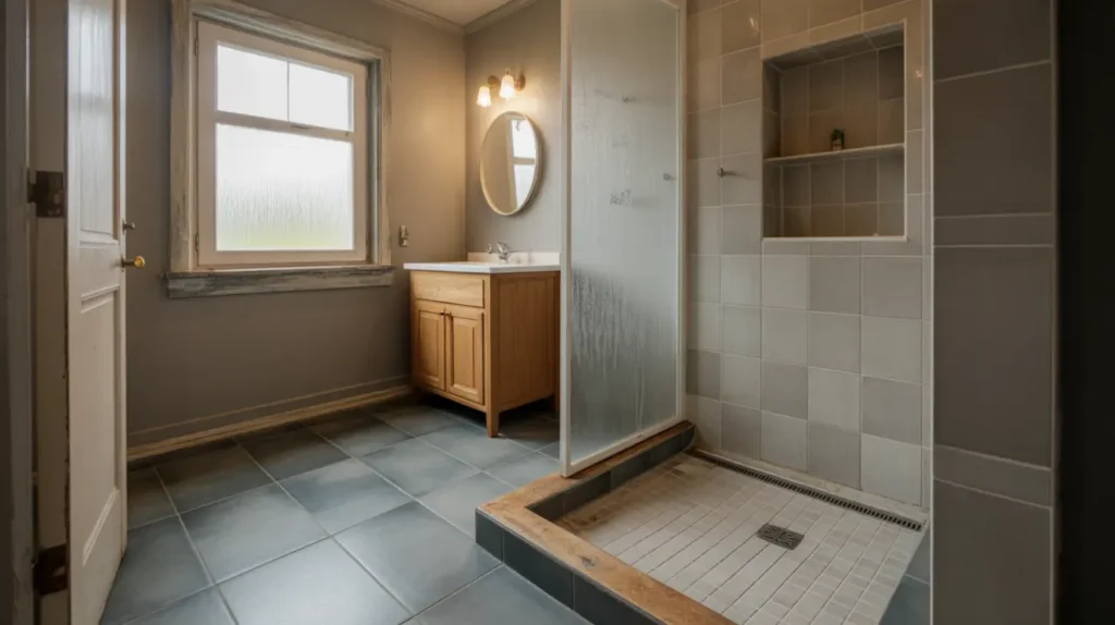 badrumsrenovering med nytt t tskikt och klinker i margretelund kersberga