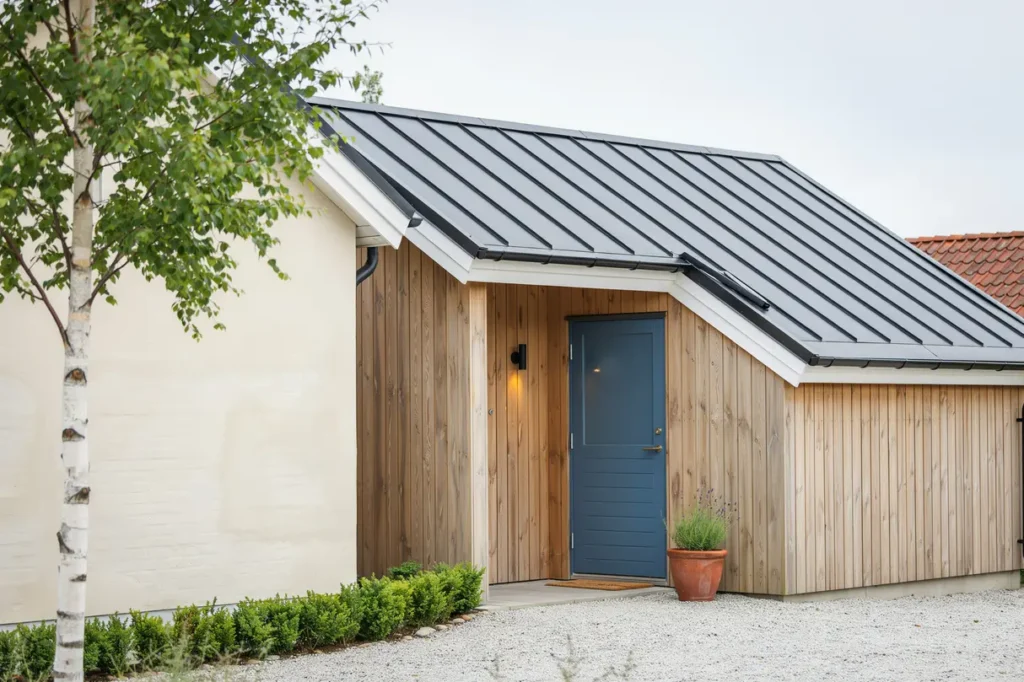 tillbyggnad av entr med nytt yttertak i svinninge
