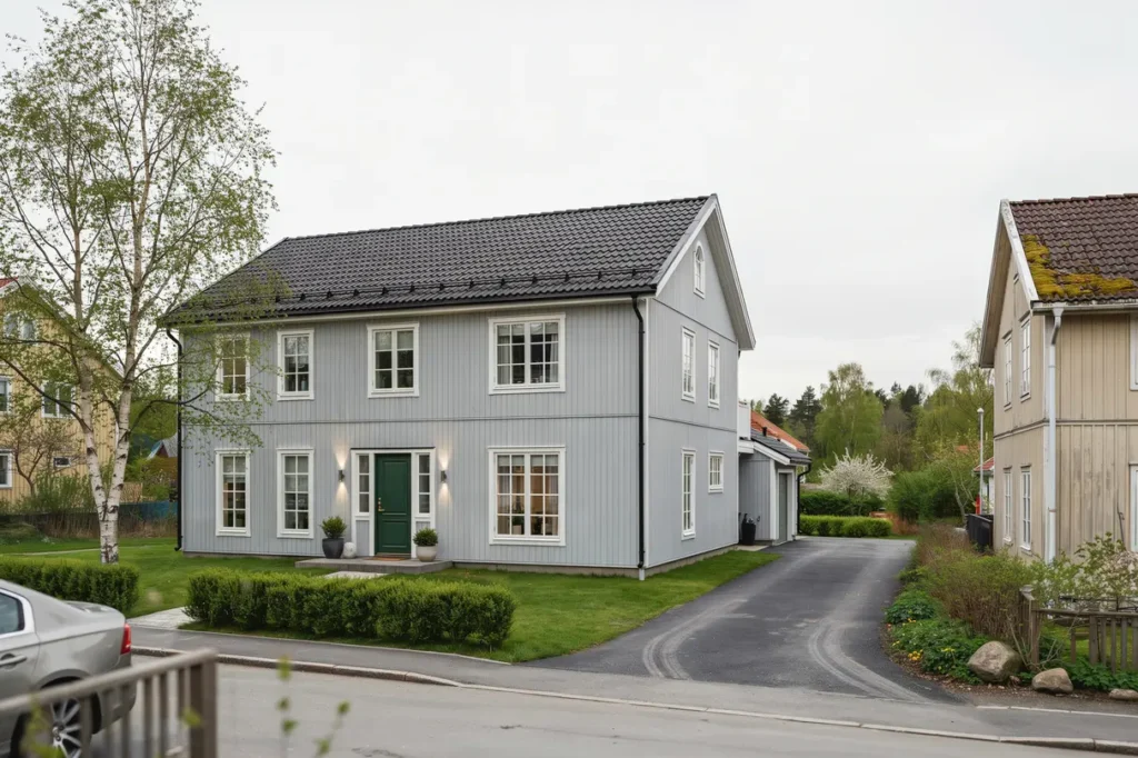 takl ggning av villa med betongpannor i margretelund kersberga