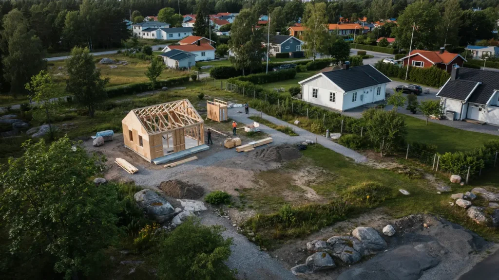 byggnation av attefallshus i margretelund kersberga